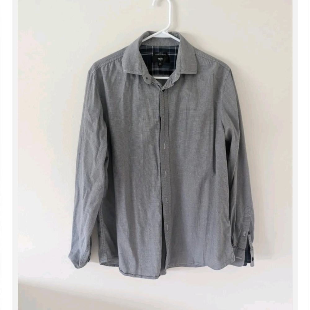 Mossimo Man Button Up Shirt Plaid Collared Long Sleeve Men’s Size M